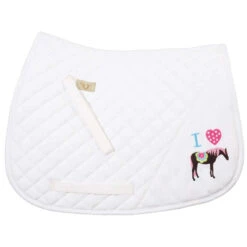 TuffRider I Heart Pony Girl Saddle Pad -Weatherbeeta Store 100749 JPC TuffRider I.Heart .Pony .Girl .Saddle.Pad White