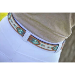 Penelope Pearl Belt -Weatherbeeta Store 96001260 French.Eq Penelope Pearl.Belt Brandy.Turquoise.2