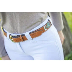 Penelope Pearl Belt -Weatherbeeta Store 96001260 French.Eq Penelope Pearl.Belt Brandy.Turquoise.3