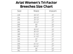 Ariat Women's Tri Factor X Bellatrix Full Seat Breech -Weatherbeeta Store Ariat Trifactor Sizechart 8ccdbe20 ec38 4dbc a716 e5906beae0f3