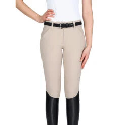 Equiline Women's X Shape Knee Grip Breech -Weatherbeeta Store EQline 181 N08674 XShapeKG Beige Front