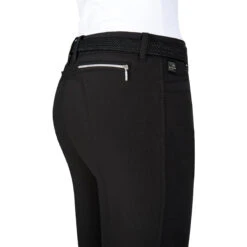 Equiline Women's Ash Riding Breeches With X-Grip Knee Patch -Weatherbeeta Store EQline N08698 Ash.XGripKP Black Detail