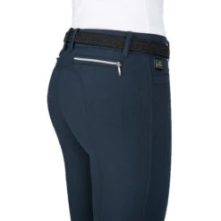 Equiline Women's Ash Riding Breeches With X-Grip Knee Patch -Weatherbeeta Store EQline N08698 Ash.XGripKP Blue Detail
