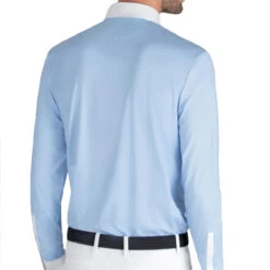 Equiline Evik Men's Competition Polo Long Sleeve Shirt -Weatherbeeta Store Equiline Mens Evik.LS .Competition.Polo .Shirt Light.Blue Back
