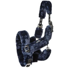 Equiline Terris Sheepskin Shipping Halter -Weatherbeeta Store Equiline Navyblue Fleece shipping halter