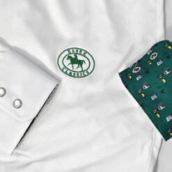 Essex Classics Ladies "Cock-a-Doodle-Do" Talent Yarn Straight Collar Long Sleeve Show Shirt 18 Essex Classics Ladies "Cock-a-Doodle-Do" Talent Yarn Straight Collar Long Sleeve Show Shirt -Weatherbeeta Store Essex.Classics Cock a doodle do Show.Shirt ESL35 W3 Green.Roosters 00