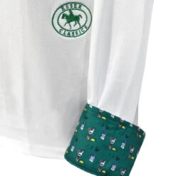 Essex Classics Ladies "Cock-a-Doodle-Do" Talent Yarn Straight Collar Long Sleeve Show Shirt 19 Essex Classics Ladies "Cock-a-Doodle-Do" Talent Yarn Straight Collar Long Sleeve Show Shirt -Weatherbeeta Store Essex.Classics Cock a doodle do Show.Shirt ESL35 W3 Green.Roosters Swatch 01