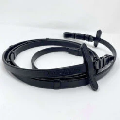 Halter Ego Black Flat Leather Rubber Lined Reins With Stops -Weatherbeeta Store Halter.Ego Flat.Leather.Rubber.Lined .Reins .W.Stops Black 2