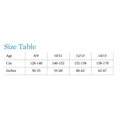 Equiline Girl's JinaK Knee Patch Breeches -Weatherbeeta Store JinaKsizeChart