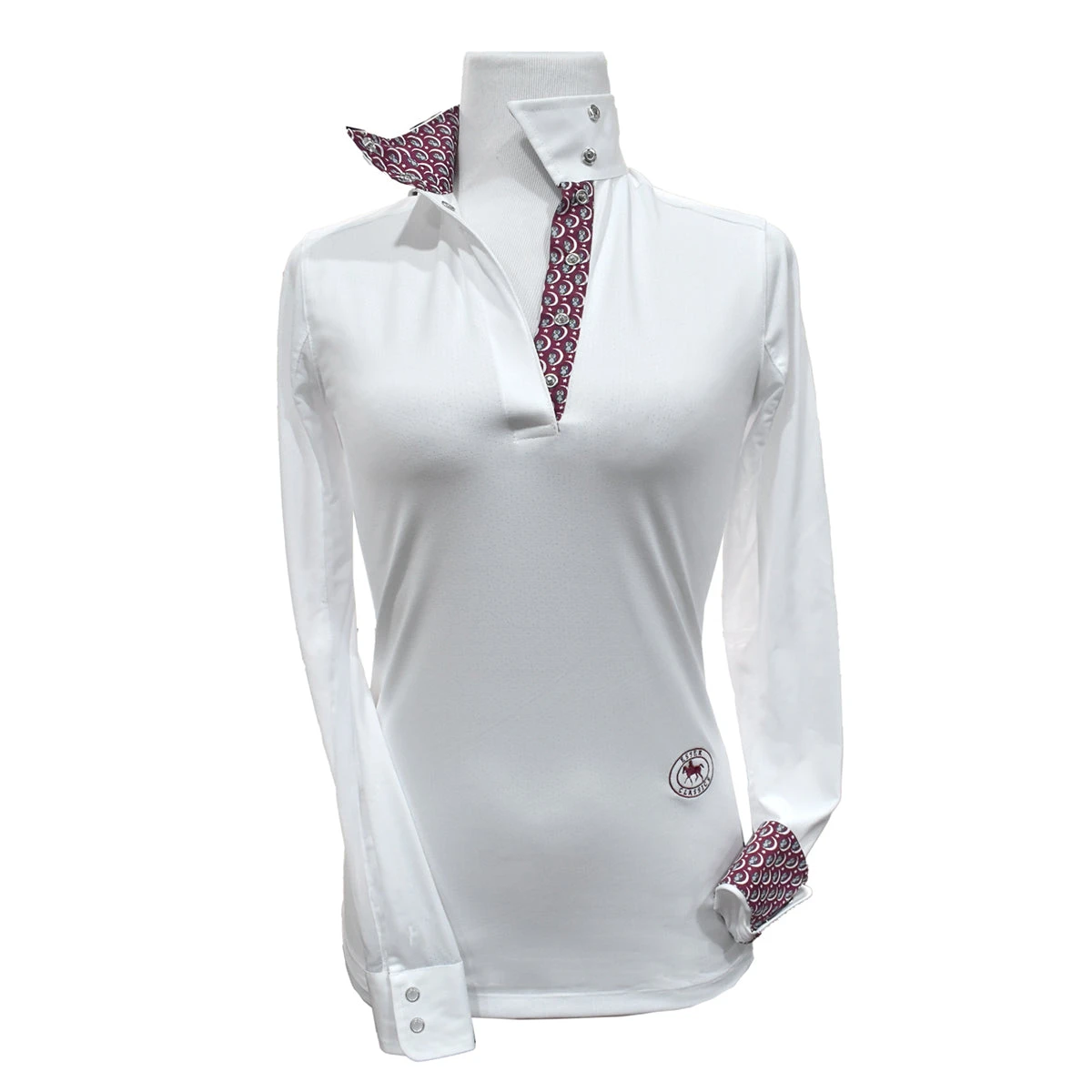 Essex Classics Ladies "Owls" Talent Yarn Wrap Collar Long Sleeve Show Shirt 3 Essex Classics Ladies "Owls" Talent Yarn Wrap Collar Long Sleeve Show Shirt