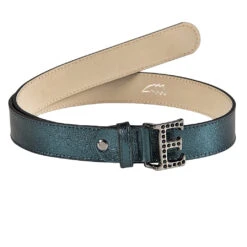 Equiline GrueG Fancy Leather Belt -Weatherbeeta Store T11372 Grueg Fancy.Leather.Belt Equiline Green.Beetle 01