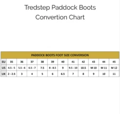 Tredstep Donatello Front Lace Paddock Boot -Weatherbeeta Store TS sizechart