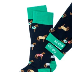 Wild Attire Inc. Horsin' Around Carded Cotton Socks -Weatherbeeta Store Wild.Attire.Inc navy blue carded cotton horsin around 02
