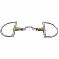 Metalab Jointed Rawhide Leather With Quarter Moon D-ring Snaffle Bit