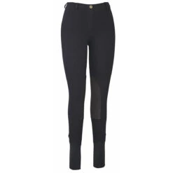 TuffRider Ladies Cotton Lowrise Pull-On Knee Patch Breeches -Weatherbeeta Store black front 77894.1588621808.1280.1280