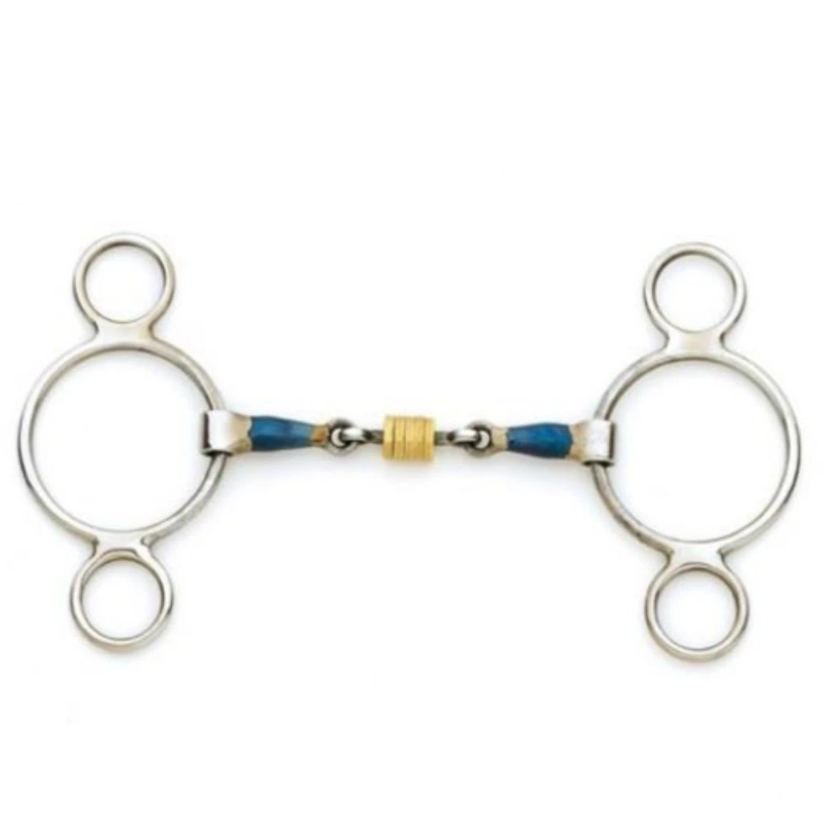 Centaur Blue Steel 2-Ring Gag Bit With Loose Brass Roller Disks 3 Centaur Blue Steel 2-Ring Gag Bit With Loose Brass Roller Disks