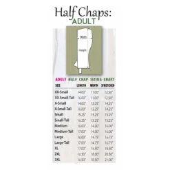 Perri's Professional Half Chaps -Weatherbeeta Store chap size chart 01597.1588190846.1280.1280
