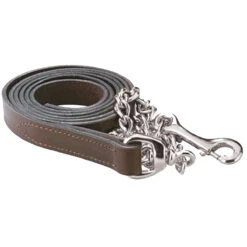 Perri's 1" Leather Lead With Chain -Weatherbeeta Store havana with chrome 86170.1588008666.1280.1280