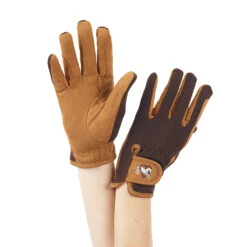 Ovation Child's Hearts & Horses Gloves -Weatherbeeta Store light brown chocolate 22966.1590174193.1280.1280