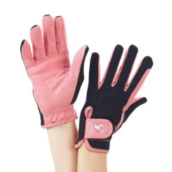 Ovation Child's Hearts & Horses Gloves -Weatherbeeta Store pink black 97723.1590174193.1280.1280
