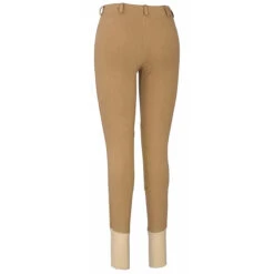 TuffRider Ladies Cotton Lowrise Pull-On Knee Patch Breeches -Weatherbeeta Store sand front2 77341.1588621809.1280.1280